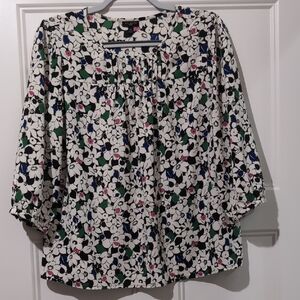 Talbots Multicolored 3/4 Sleeve Blouse with Peter Pan Collar